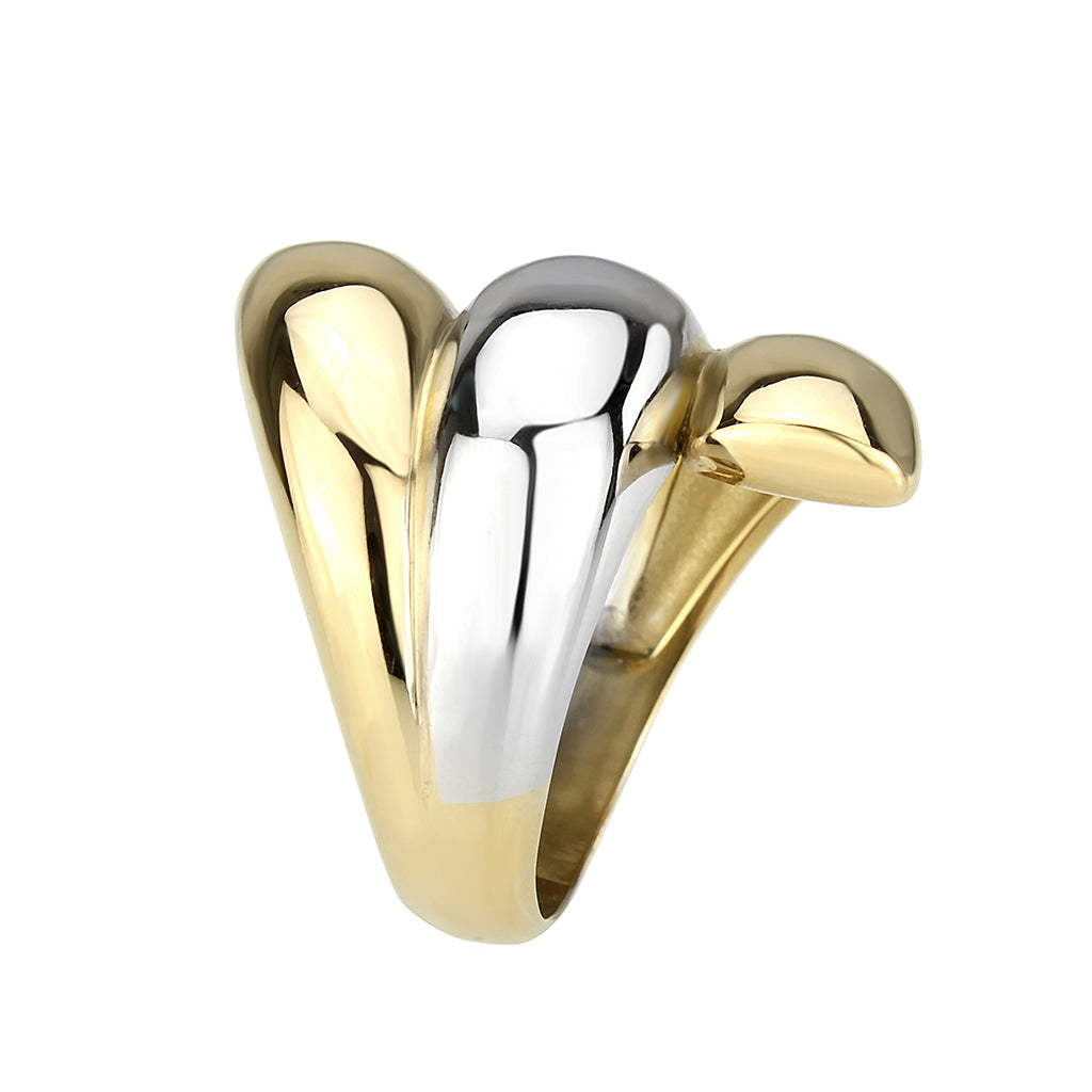 Two Tone IP Gold (Ion Plating) Stainless Steel Ring with NoStone in No Stone