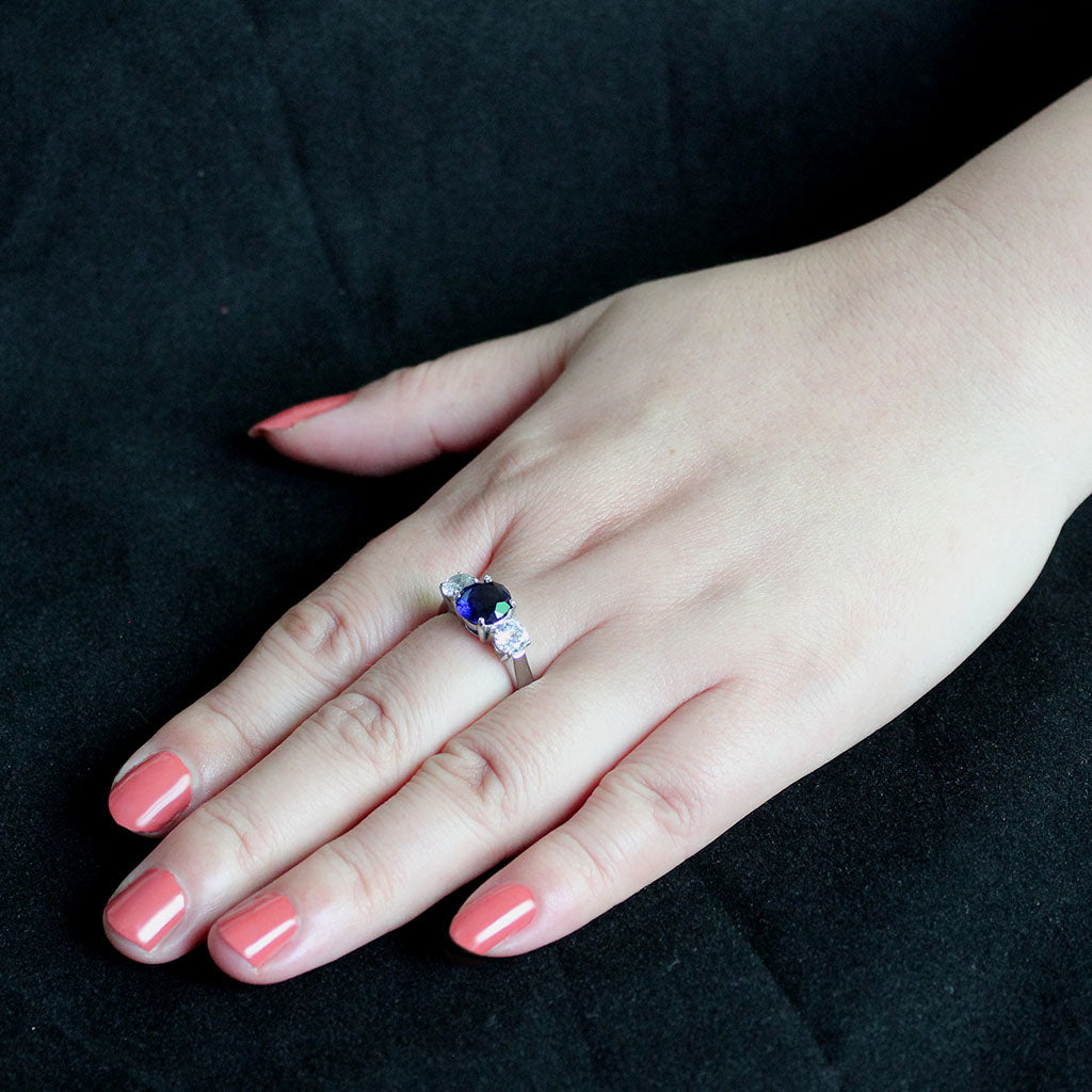 High polished (no plating) Stainless Steel Ring with Synthetic in Montana