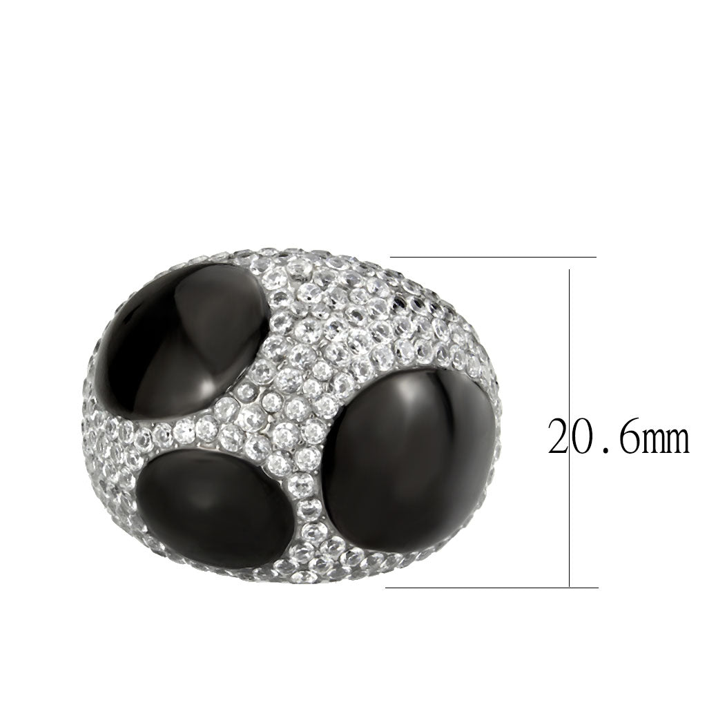 Two Tone IP Black (Ion Plating) Stainless Steel Ring with AAA Grade CZ in Clear