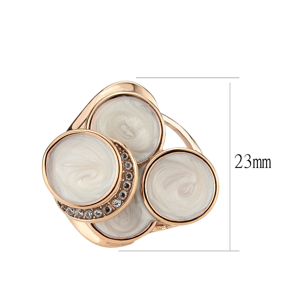 IP Rose Gold(Ion Plating) Stainless Steel Ring with AAA Grade CZ in Clear