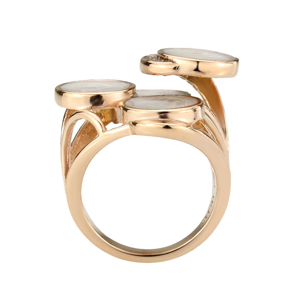 IP Rose Gold(Ion Plating) Stainless Steel Ring with AAA Grade CZ in Clear