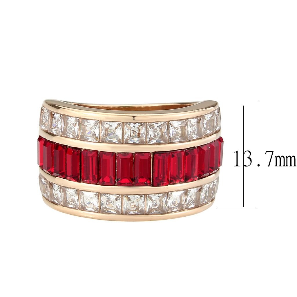 IP Rose Gold(Ion Plating) Stainless Steel Ring with Top Grade Crystal in Red Series