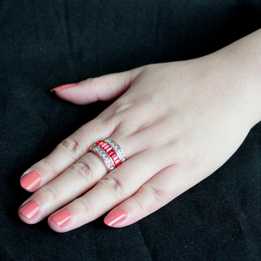 IP Rose Gold(Ion Plating) Stainless Steel Ring with Top Grade Crystal in Red Series