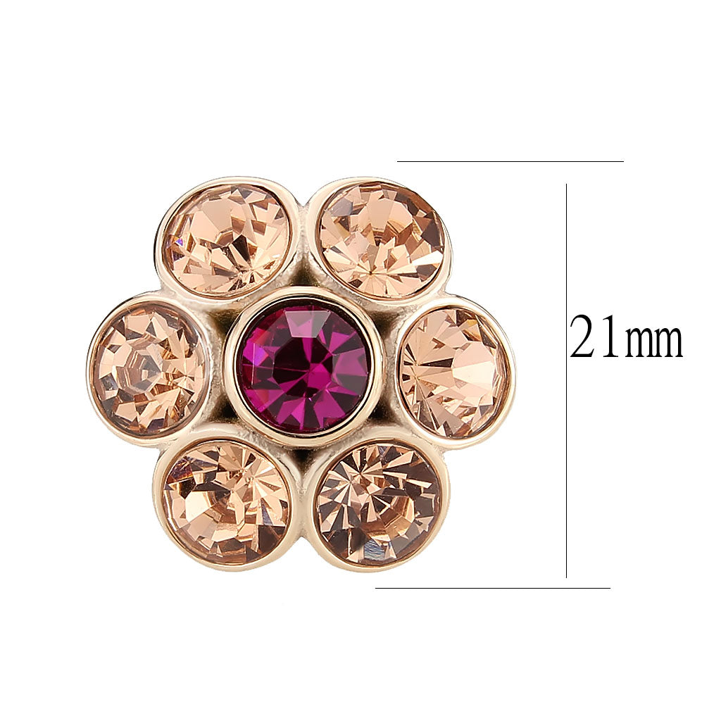 IP Rose Gold(Ion Plating) Stainless Steel Ring with Top Grade Crystal in MultiColor