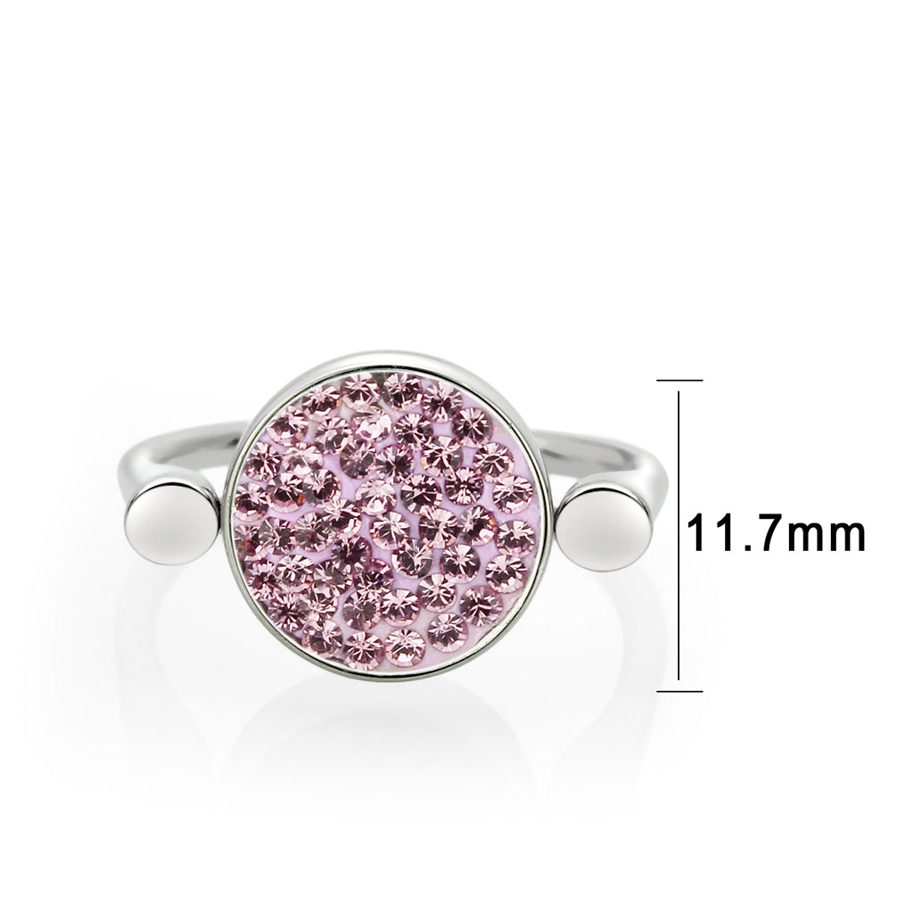 High polished (no plating) Stainless Steel Ring with Top Grade Crystal in LightAmethyst