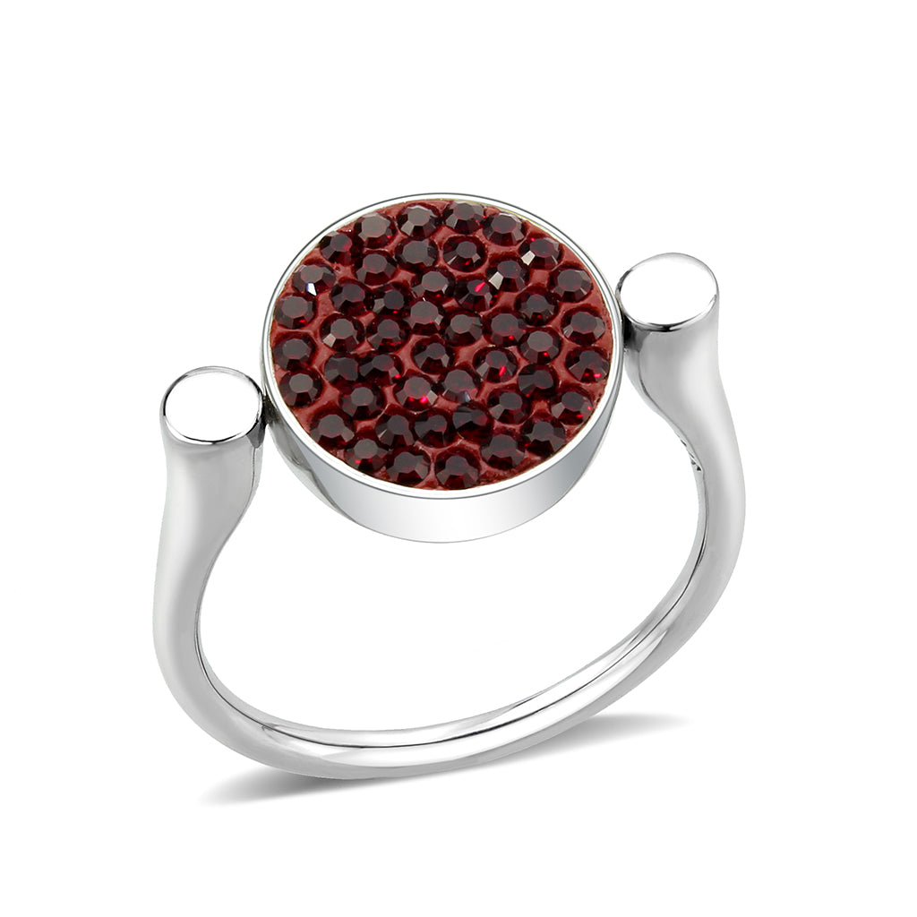 High polished (no plating) Stainless Steel Ring with Top Grade Crystal in Light Siam