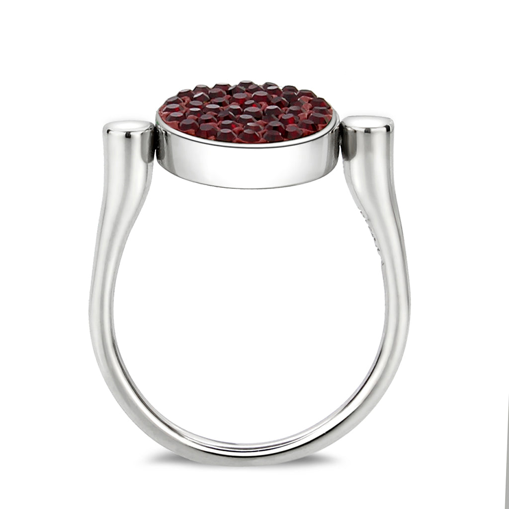 High polished (no plating) Stainless Steel Ring with Top Grade Crystal in Light Siam