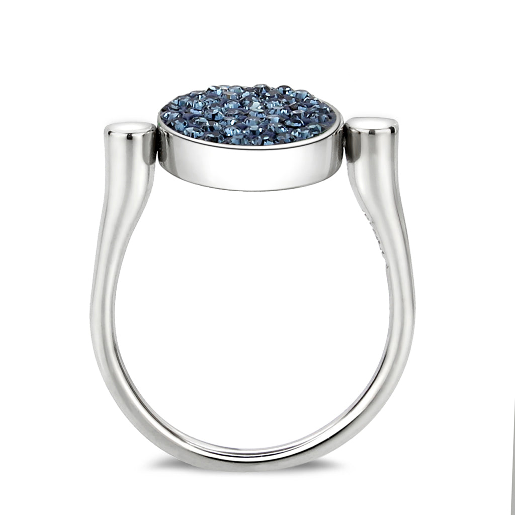 High polished (no plating) Stainless Steel Ring with Top Grade Crystal in Montana