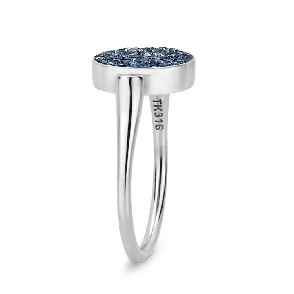 High polished (no plating) Stainless Steel Ring with Top Grade Crystal in Montana
