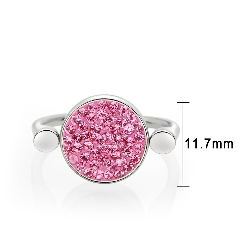 High polished (no plating) Stainless Steel Ring with Top Grade Crystal in Rose