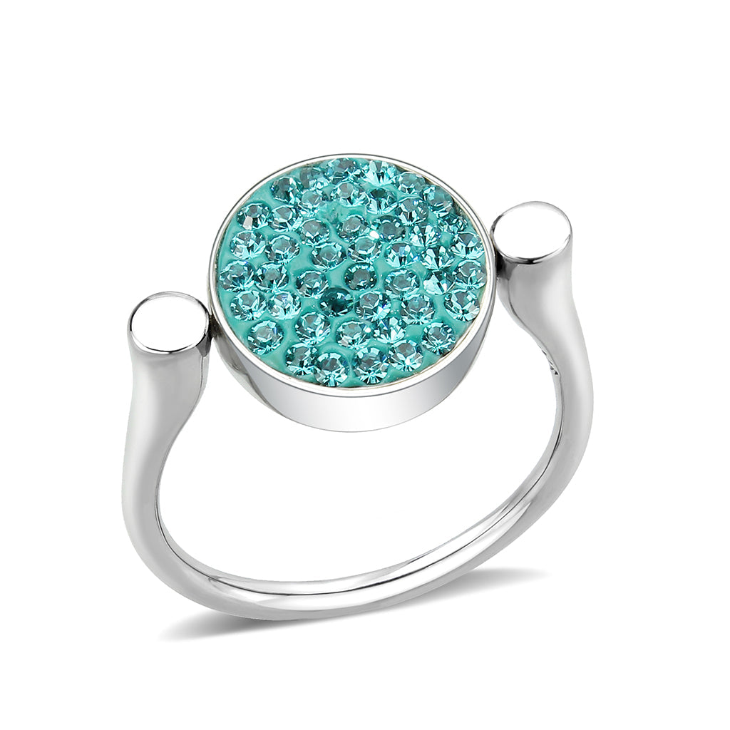 High polished (no plating) Stainless Steel Ring with Top Grade Crystal in Emerald