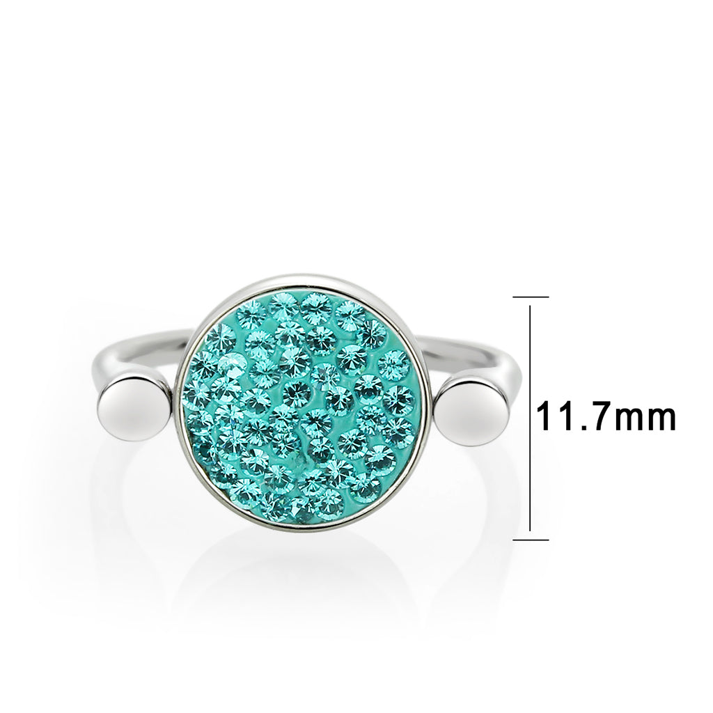 High polished (no plating) Stainless Steel Ring with Top Grade Crystal in Emerald