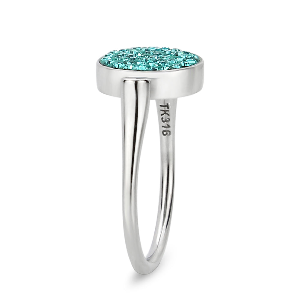 High polished (no plating) Stainless Steel Ring with Top Grade Crystal in Emerald