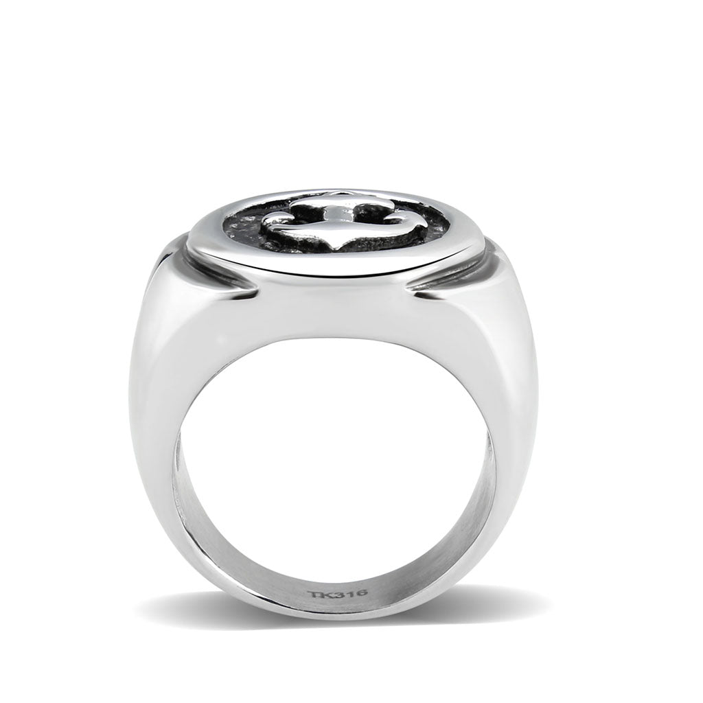 High polished (no plating) Stainless Steel Ring with Epoxy in Jet