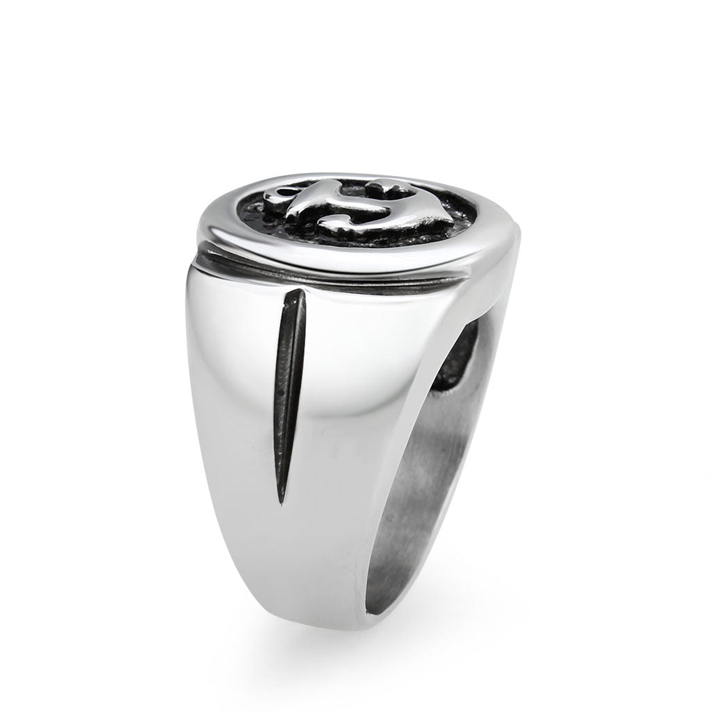 High polished (no plating) Stainless Steel Ring with Epoxy in Jet