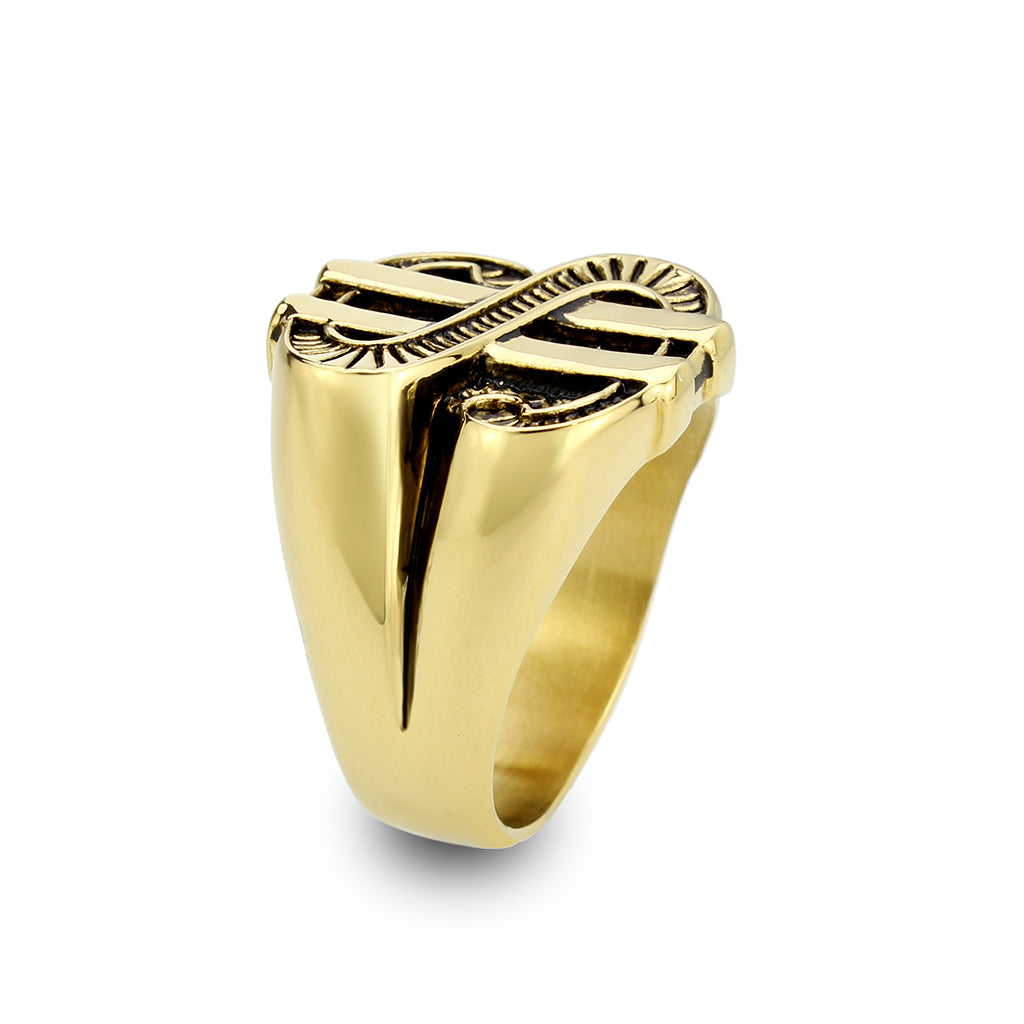 IP Gold(Ion Plating) Stainless Steel Ring with NoStone in Jet