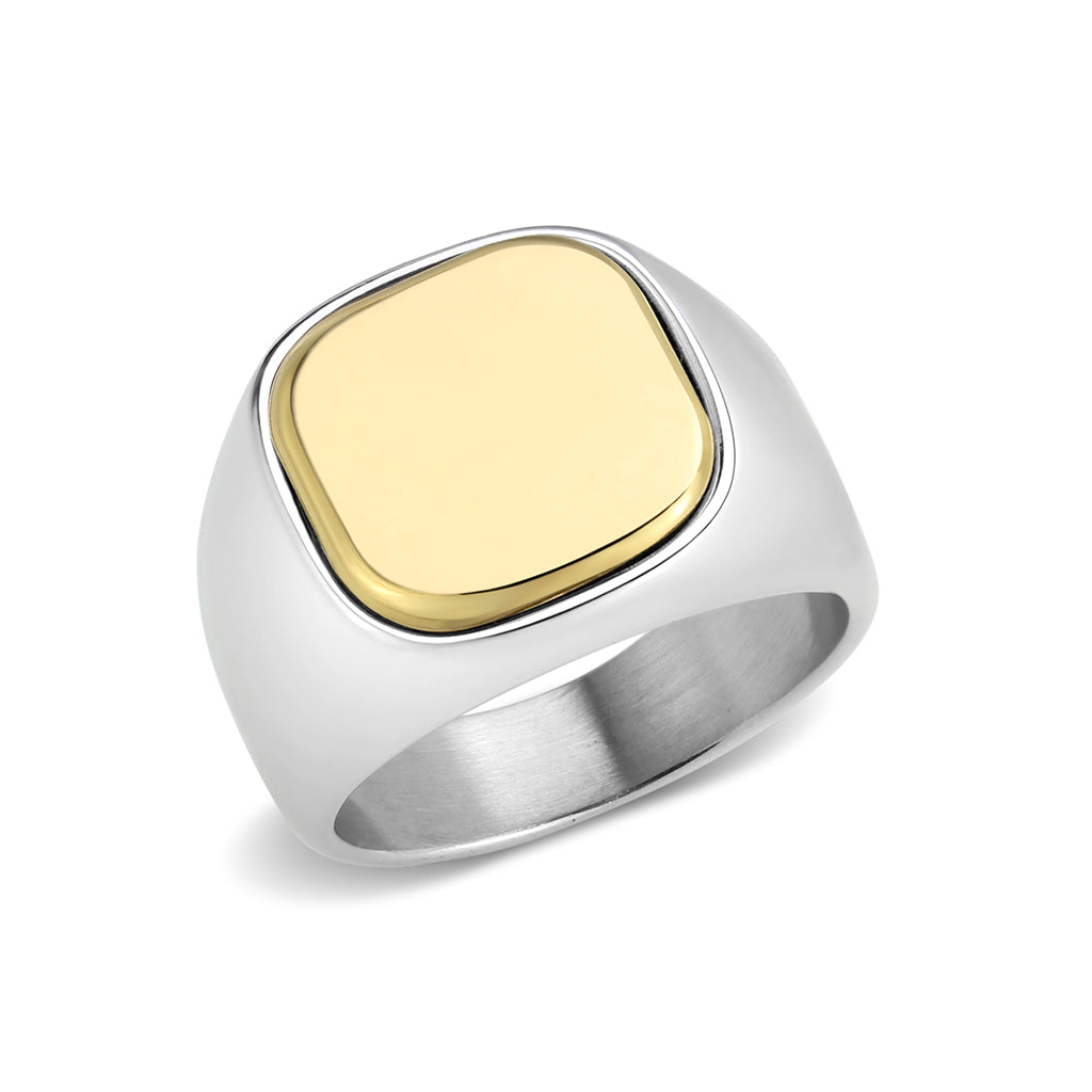 Two Tone IP Gold (Ion Plating) Stainless Steel Ring with NoStone in No Stone
