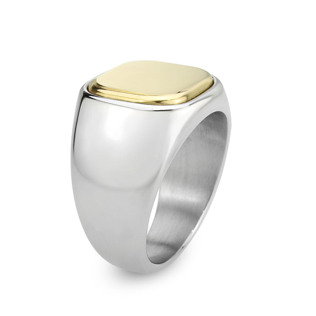 Two Tone IP Gold (Ion Plating) Stainless Steel Ring with NoStone in No Stone