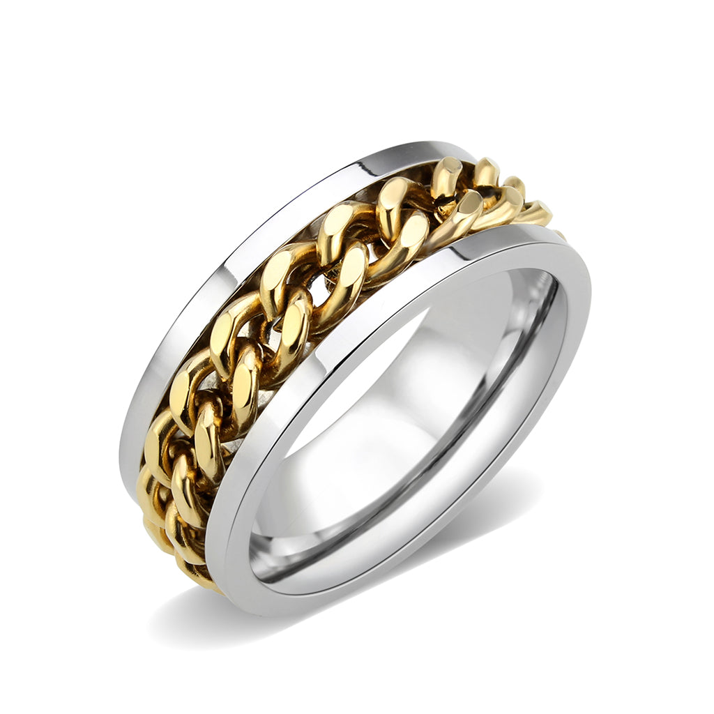 Two Tone IP Gold (Ion Plating) Stainless Steel Ring with NoStone in No Stone