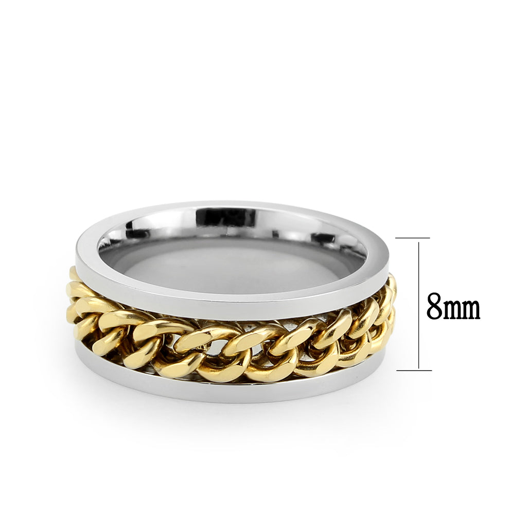 Two Tone IP Gold (Ion Plating) Stainless Steel Ring with NoStone in No Stone
