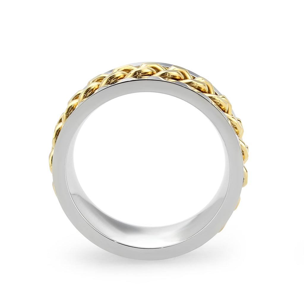 Two Tone IP Gold (Ion Plating) Stainless Steel Ring with NoStone in No Stone