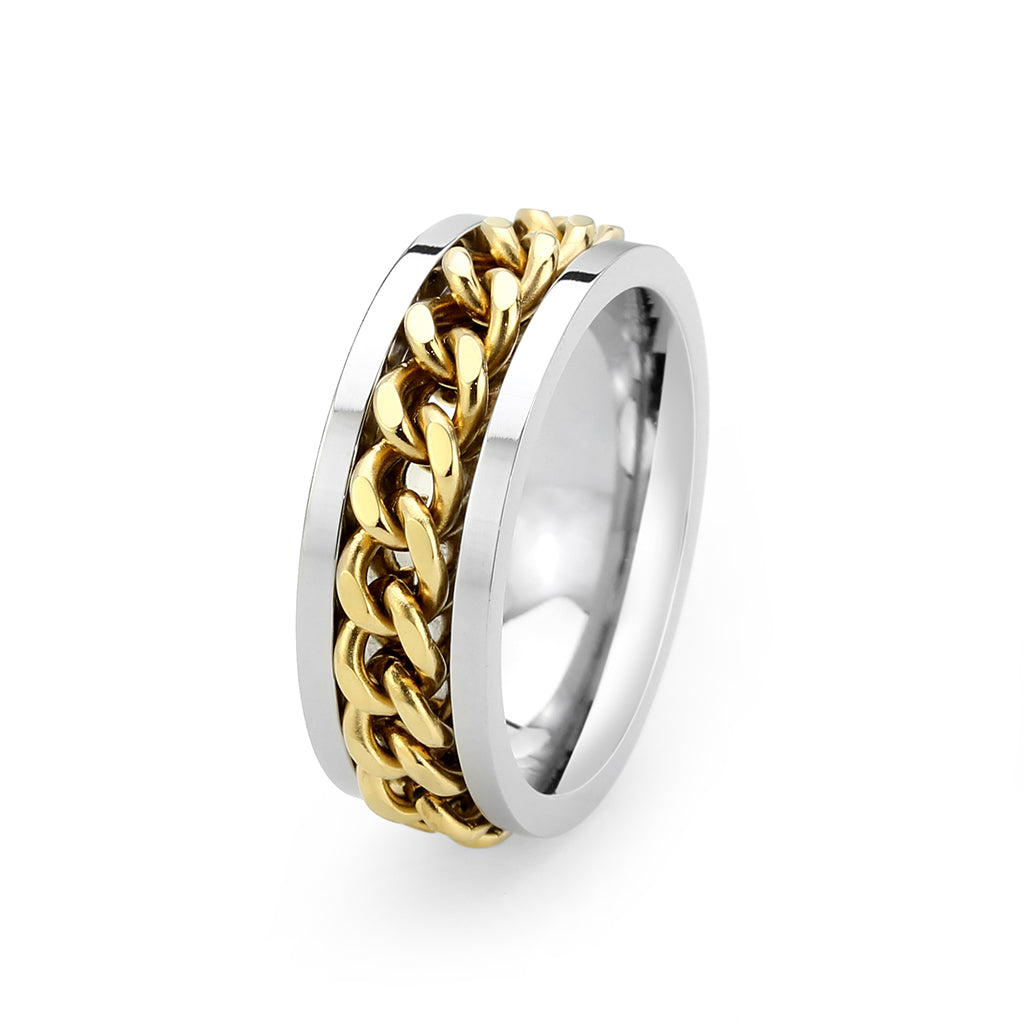 Two Tone IP Gold (Ion Plating) Stainless Steel Ring with NoStone in No Stone