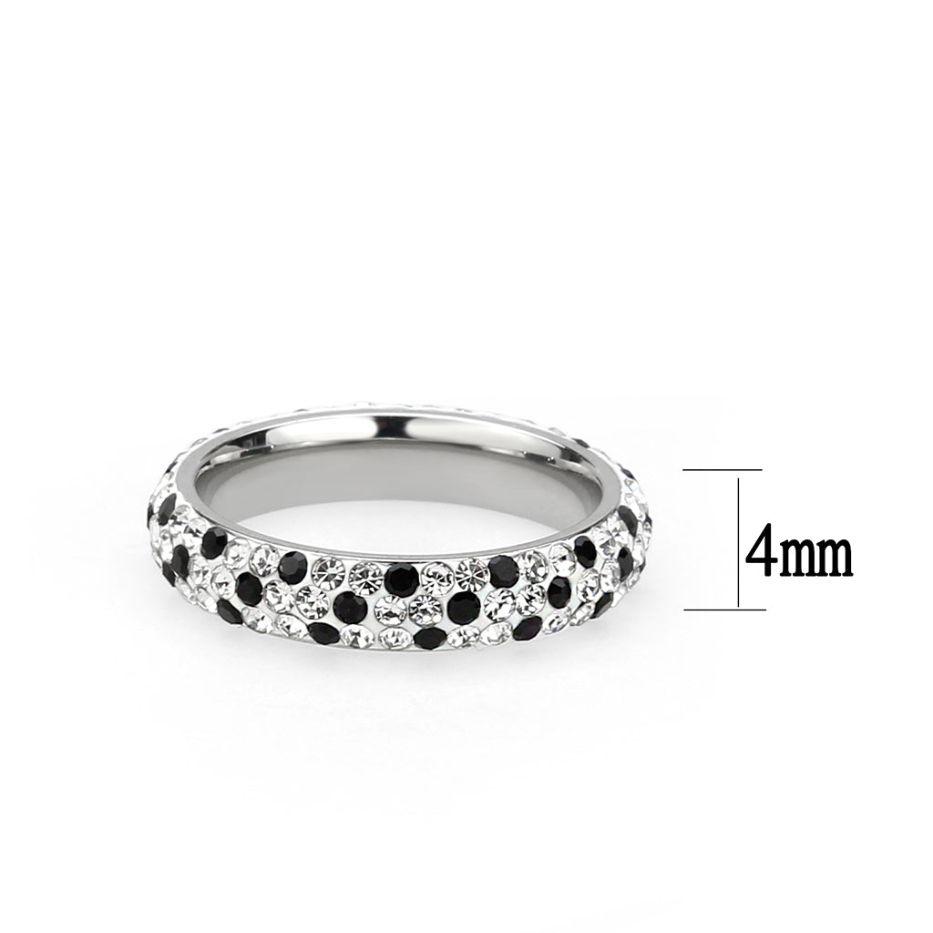 High polished (no plating) Stainless Steel Ring with Top Grade Crystal in MultiColor