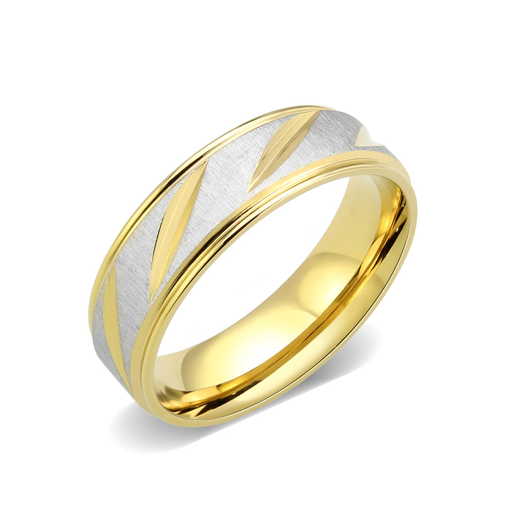 Two Tone IP Gold (Ion Plating) Stainless Steel Ring with NoStone in No Stone