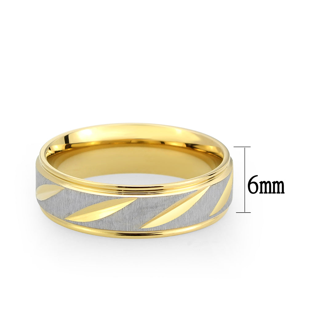Two Tone IP Gold (Ion Plating) Stainless Steel Ring with NoStone in No Stone