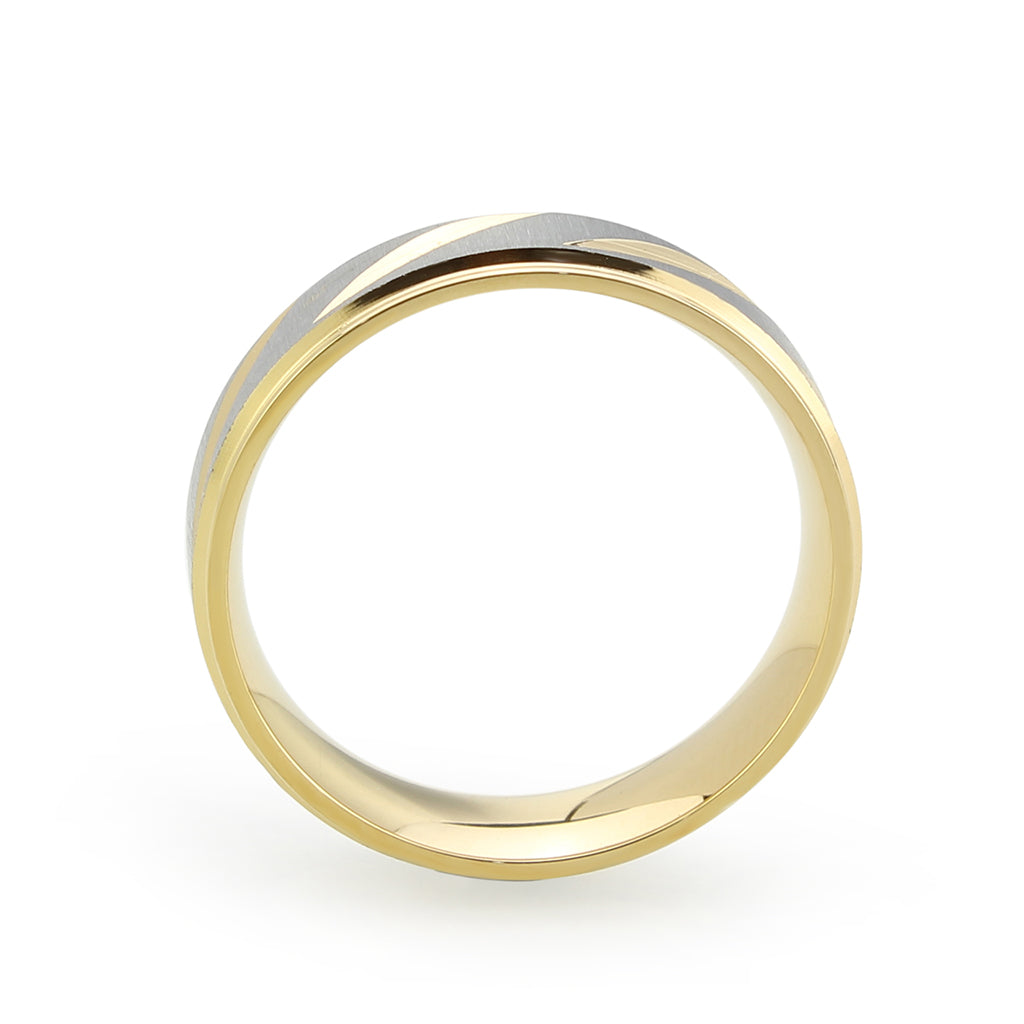 Two Tone IP Gold (Ion Plating) Stainless Steel Ring with NoStone in No Stone