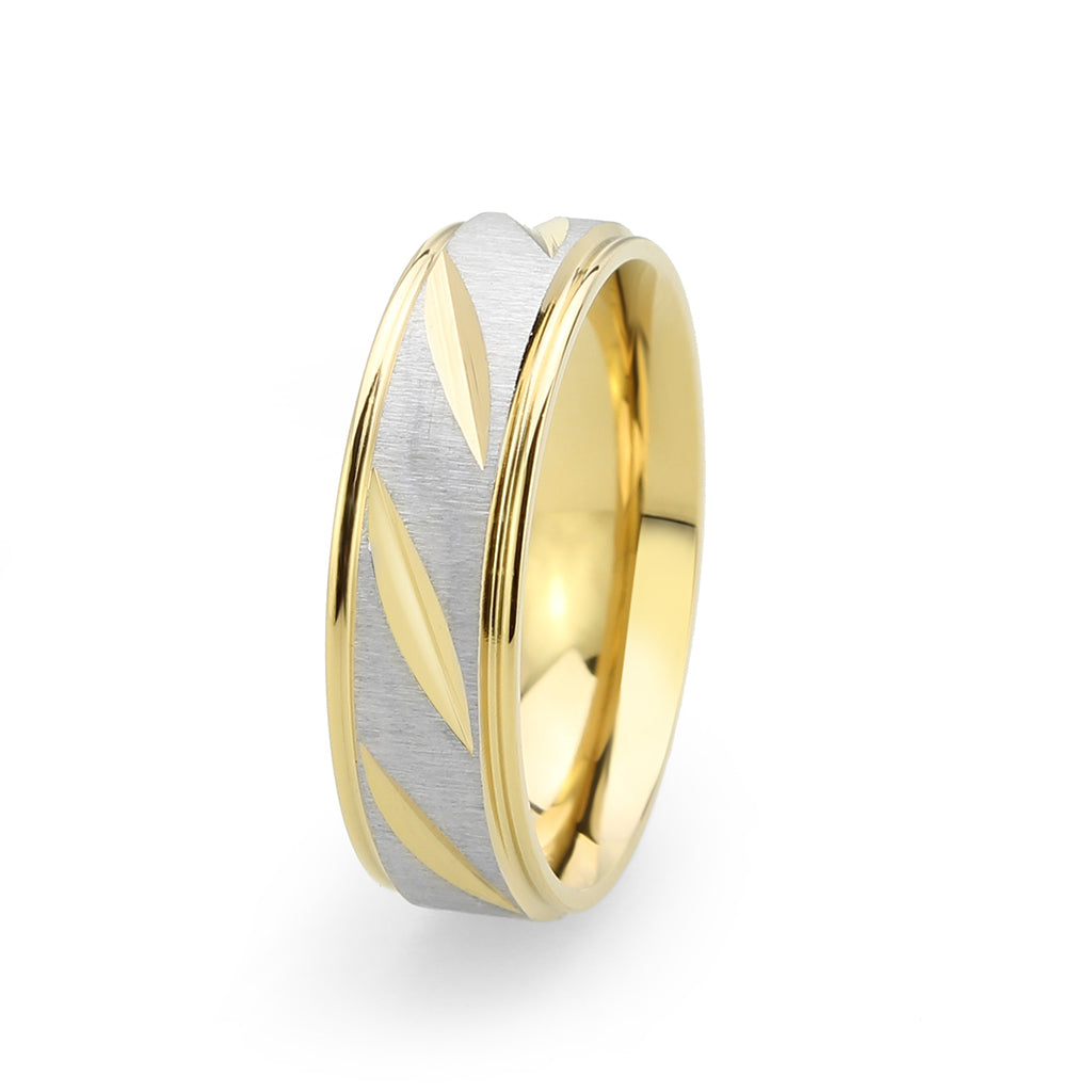 Two Tone IP Gold (Ion Plating) Stainless Steel Ring with NoStone in No Stone