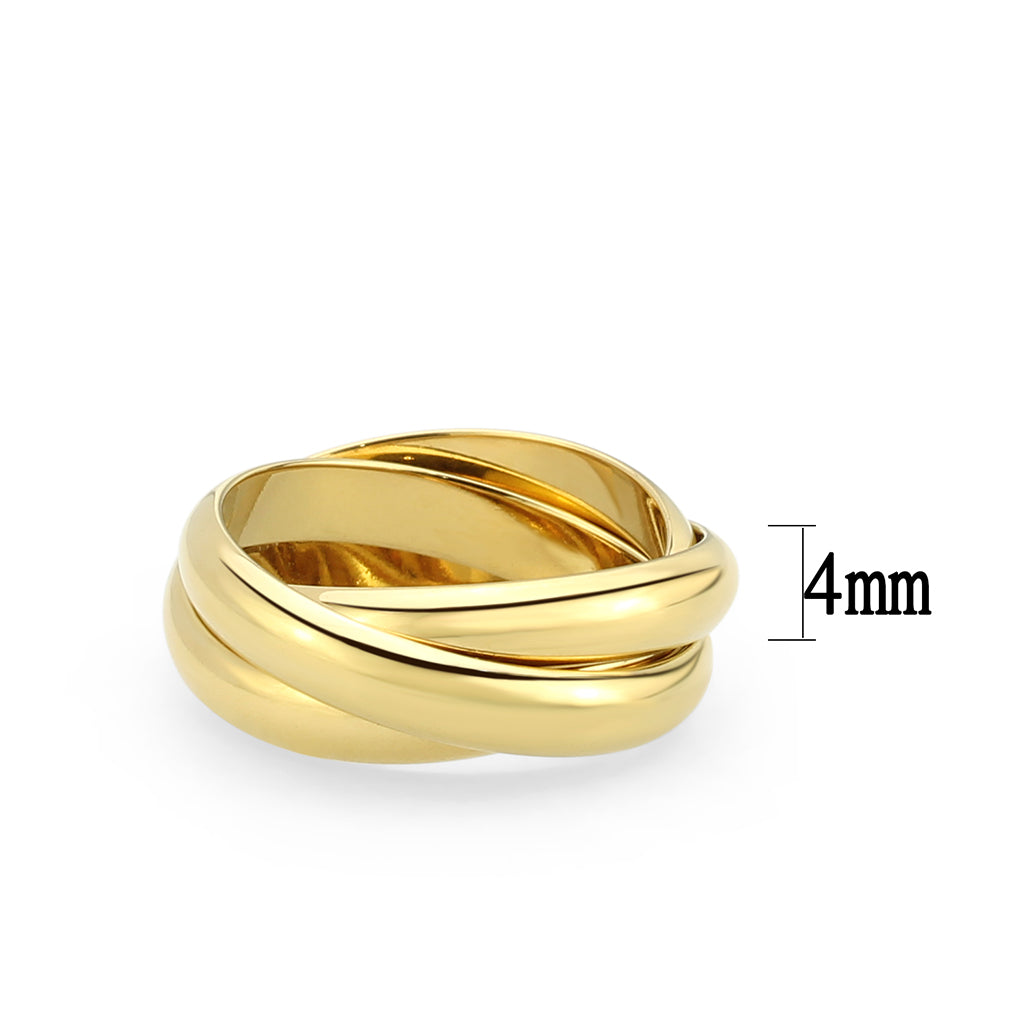 IP Gold(Ion Plating) Stainless Steel Ring with NoStone in No Stone