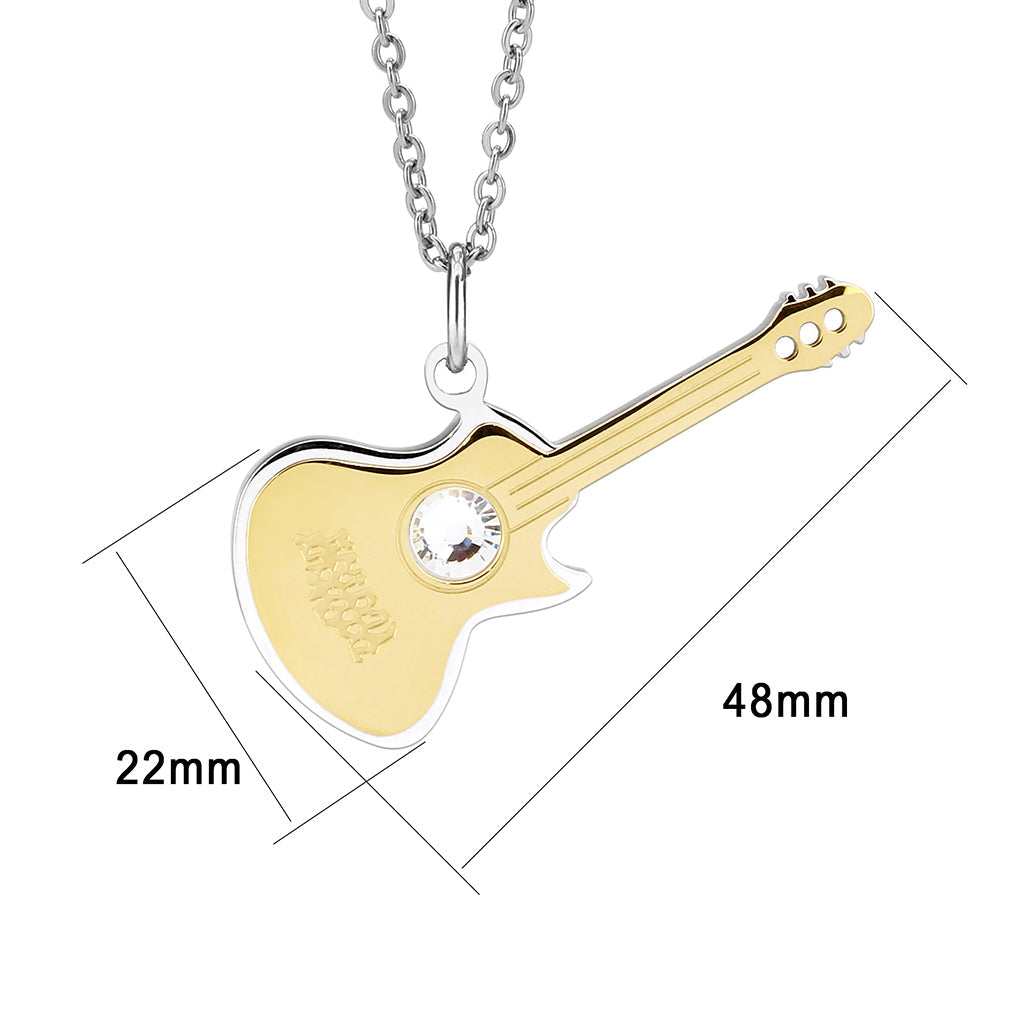 Two Tone IP Gold (Ion Plating) Stainless Steel Chain Pendant with Top Grade Crystal in Clear