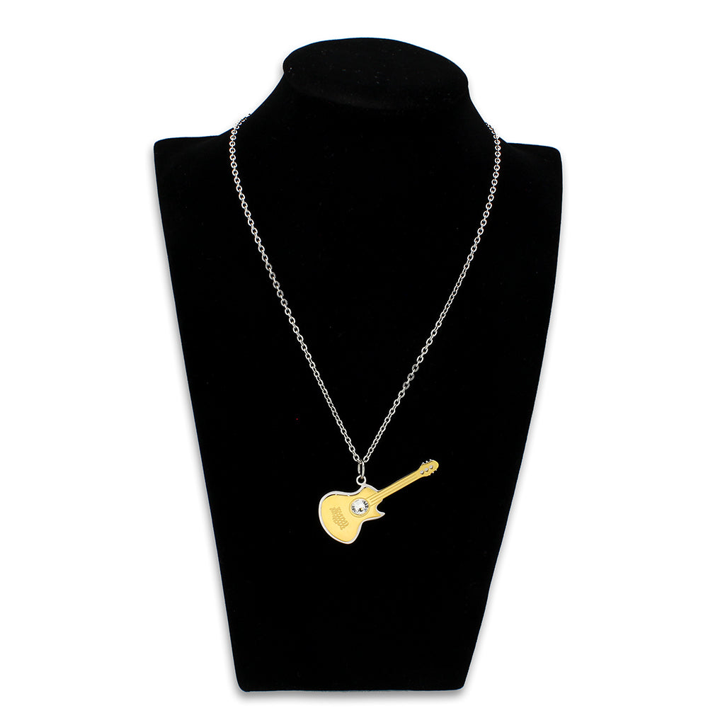 Two Tone IP Gold (Ion Plating) Stainless Steel Chain Pendant with Top Grade Crystal in Clear
