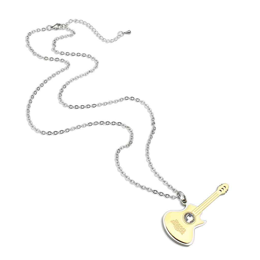 Two Tone IP Gold (Ion Plating) Stainless Steel Chain Pendant with Top Grade Crystal in Clear