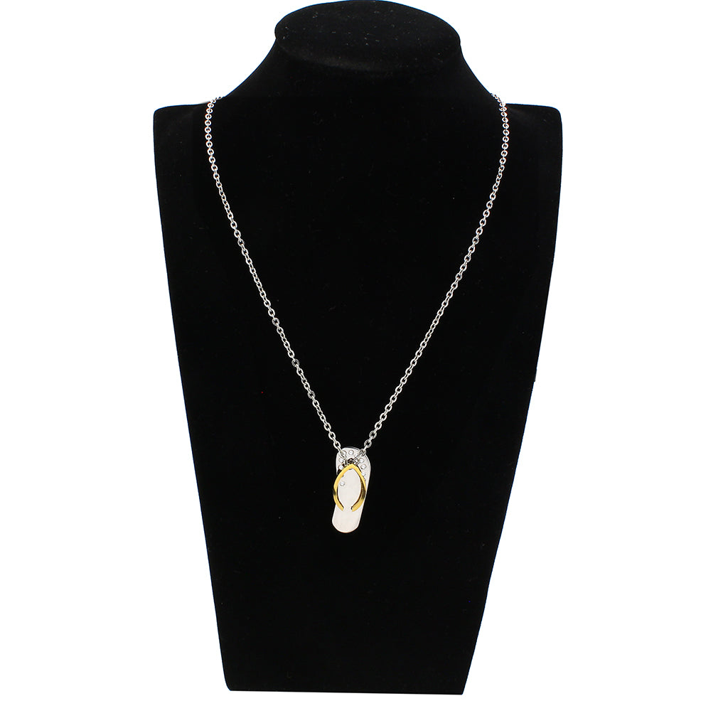 Two Tone IP Gold (Ion Plating) Stainless Steel Chain Pendant with Top Grade Crystal in Clear