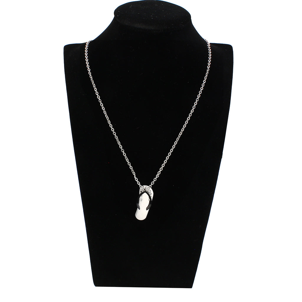 Two Tone IP Black Stainless Steel Chain Pendant with Top Grade Crystal in Clear