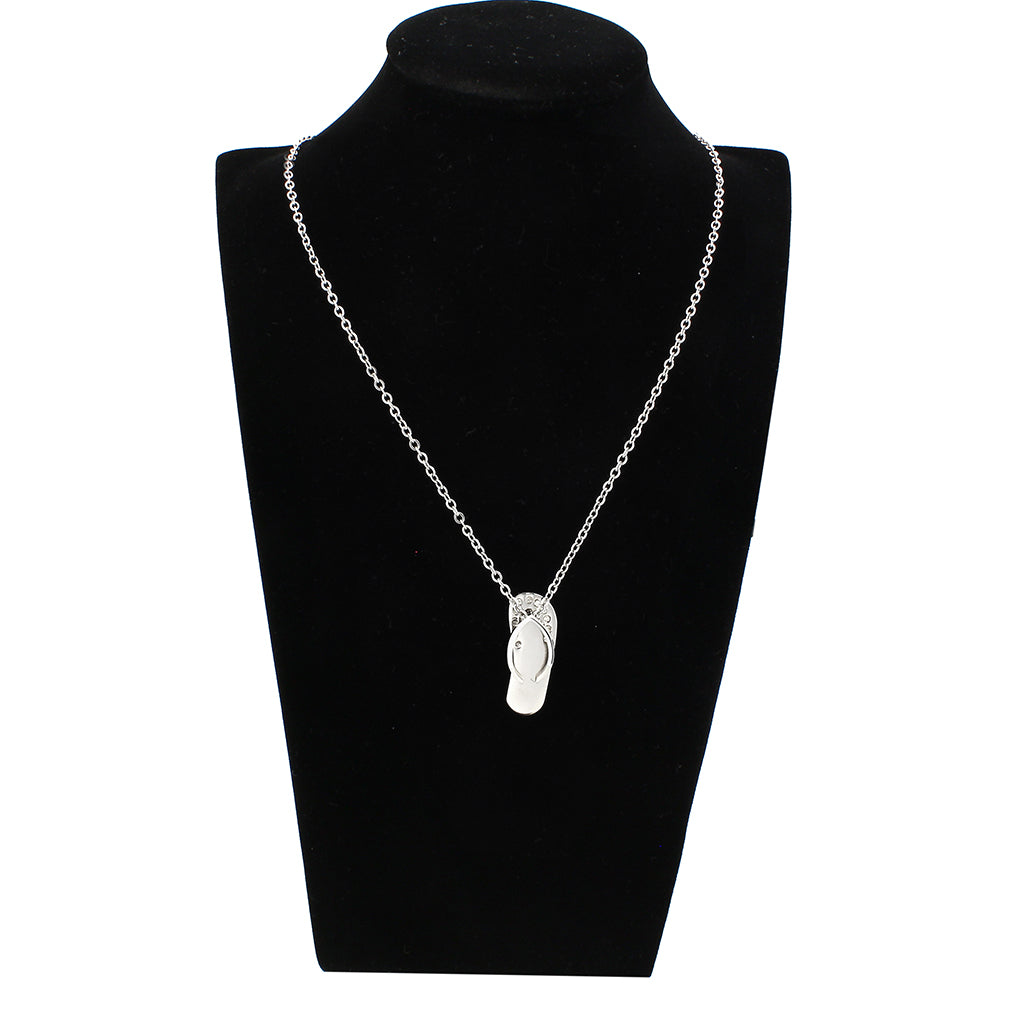 High polished (no plating) Stainless Steel Chain Pendant with Top Grade Crystal in Clear