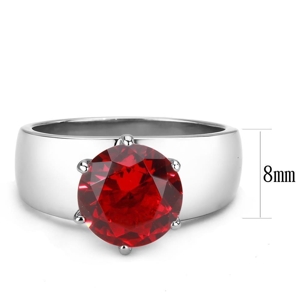 High polished (no plating) Stainless Steel Ring with Synthetic Synthetic Glass in Siam
