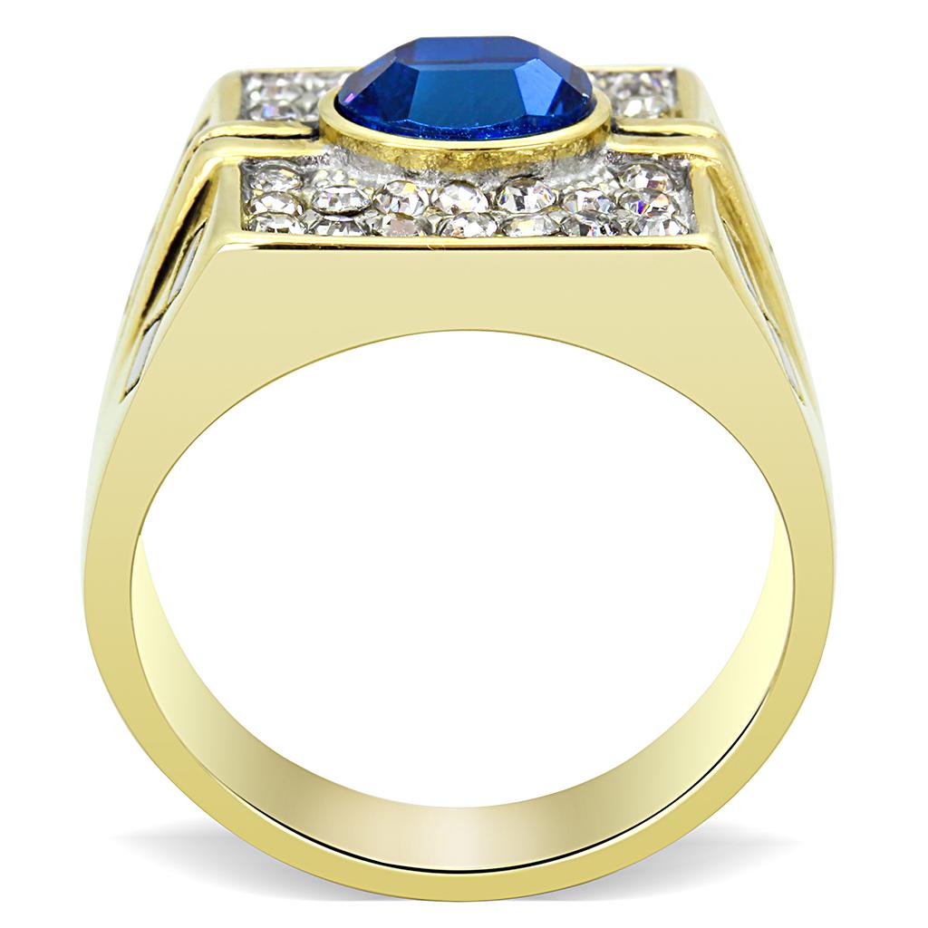 Two-Tone IP Gold (Ion Plating) Stainless Steel Ring with Top Grade Crystal in Montana