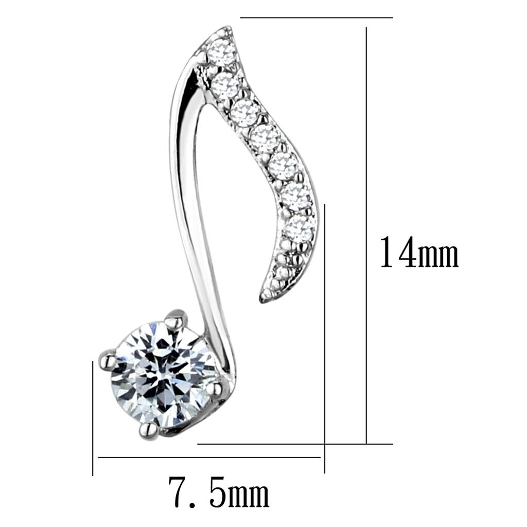 Rhodium 925 Sterling Silver Earrings with AAA Grade CZ in Clear