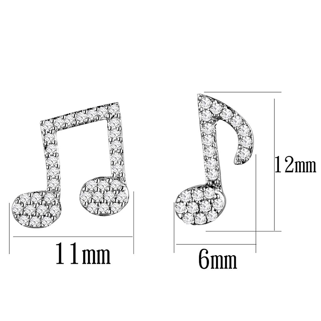 Rhodium 925 Sterling Silver Earrings with AAA Grade CZ in Clear