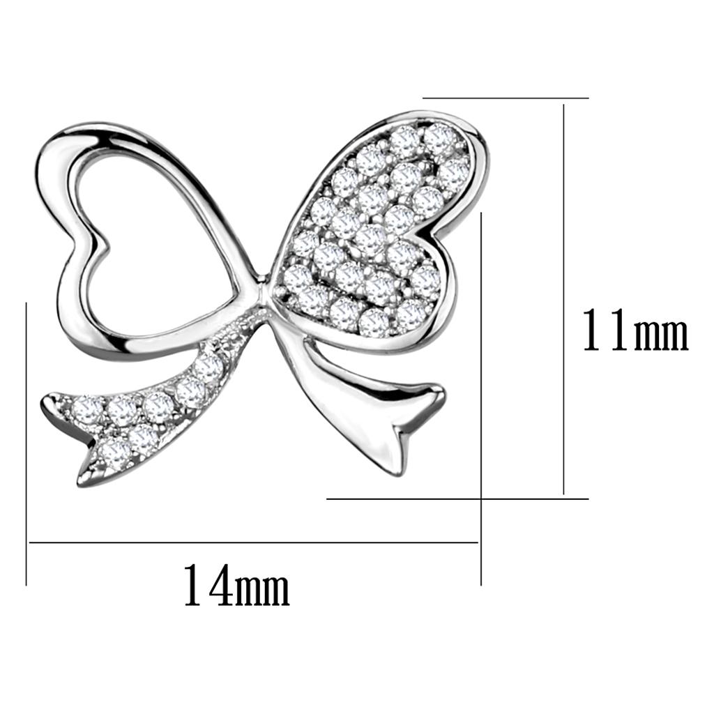 Rhodium 925 Sterling Silver Earrings with AAA Grade CZ in Clear