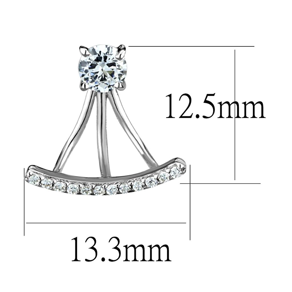 Rhodium 925 Sterling Silver Earrings with AAA Grade CZ in Clear