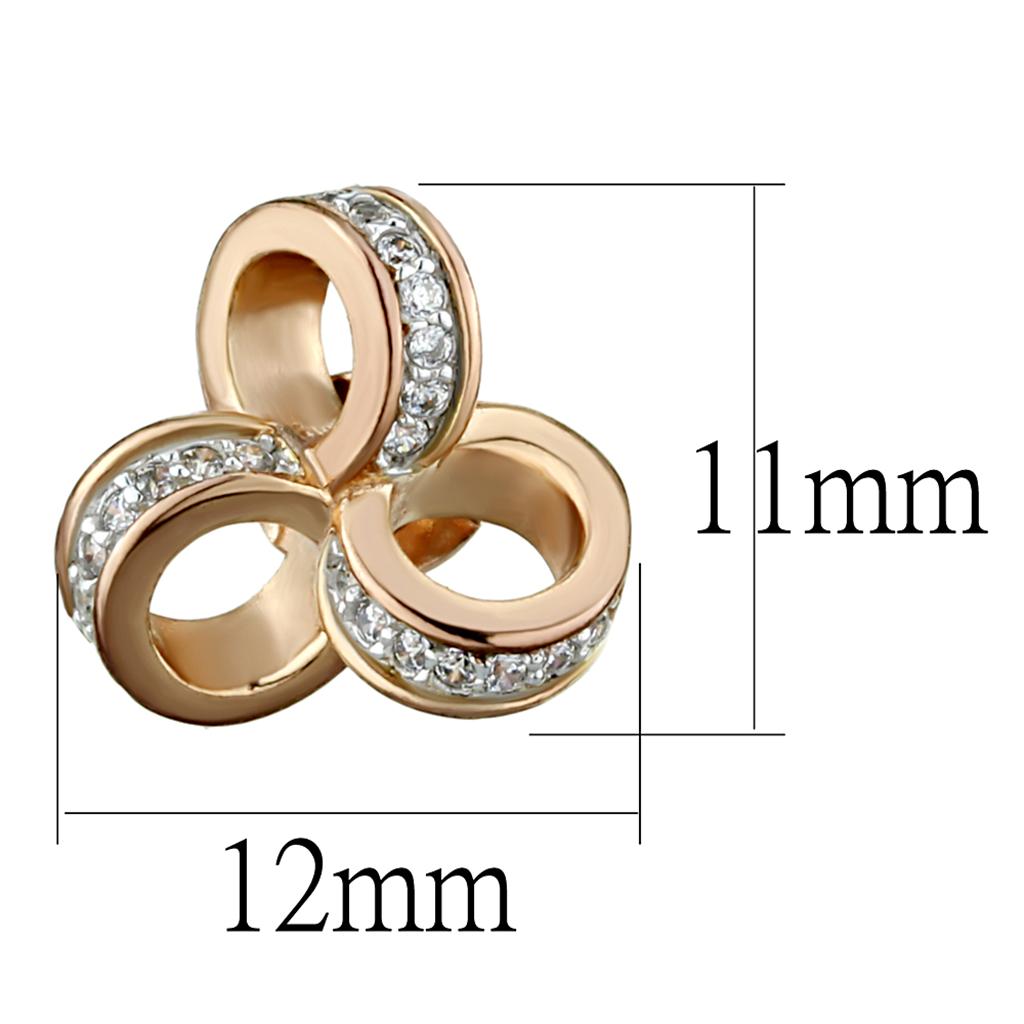 Rose Gold + Rhodium 925 Sterling Silver Earrings with AAA Grade CZ in Clear