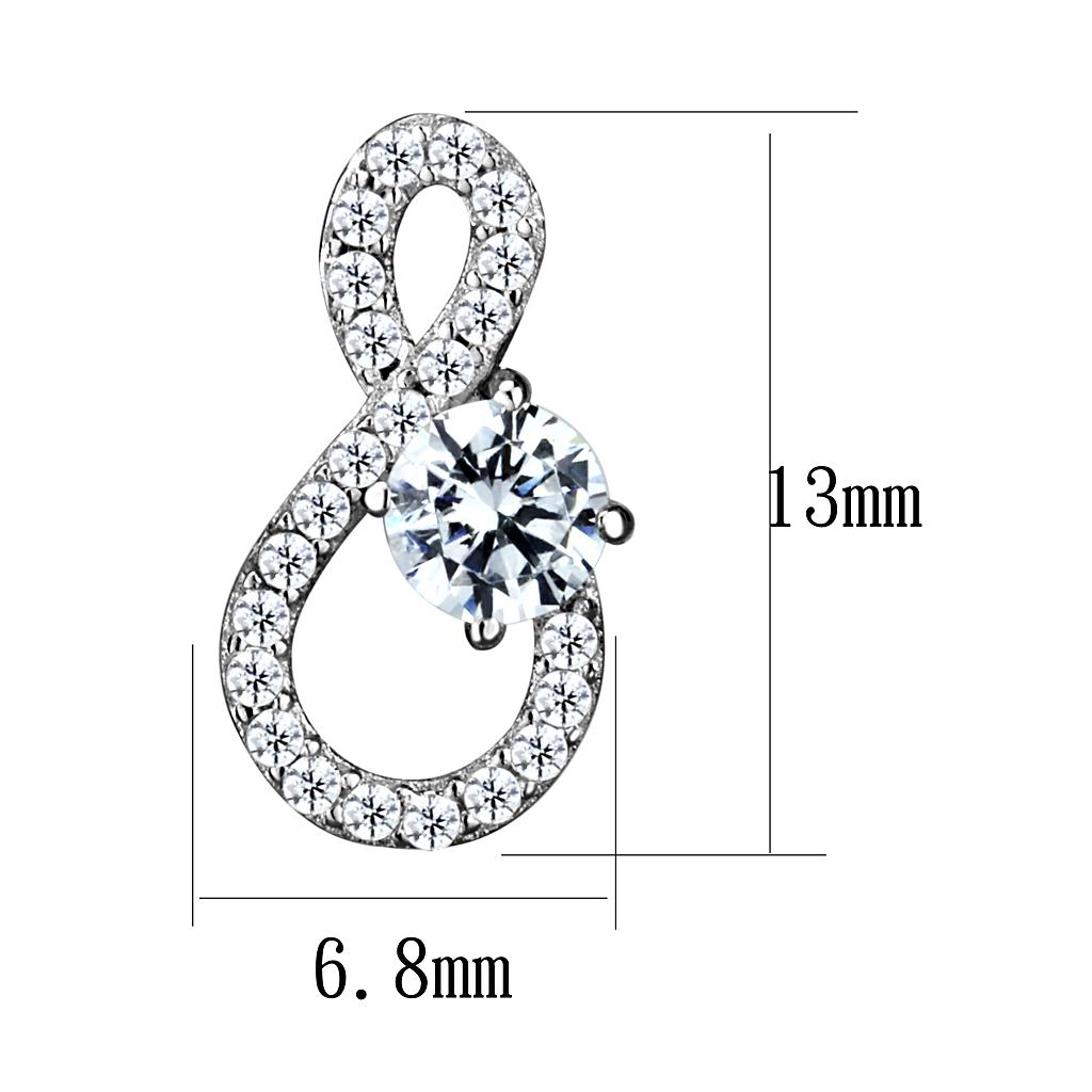Rhodium 925 Sterling Silver Earrings with AAA Grade CZ in Clear