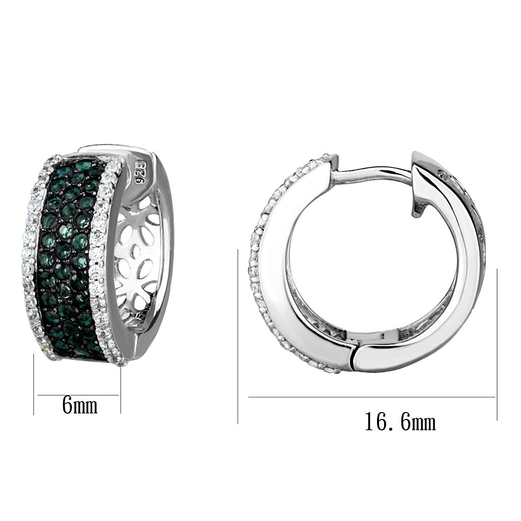 Rhodium + Ruthenium 925 Sterling Silver Earrings with Synthetic Synthetic Glass in Blue Zircon