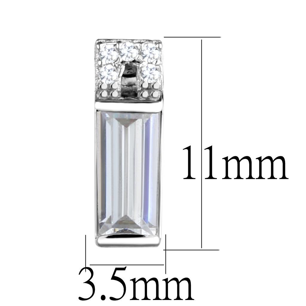 Rhodium 925 Sterling Silver Earrings with AAA Grade CZ in Clear