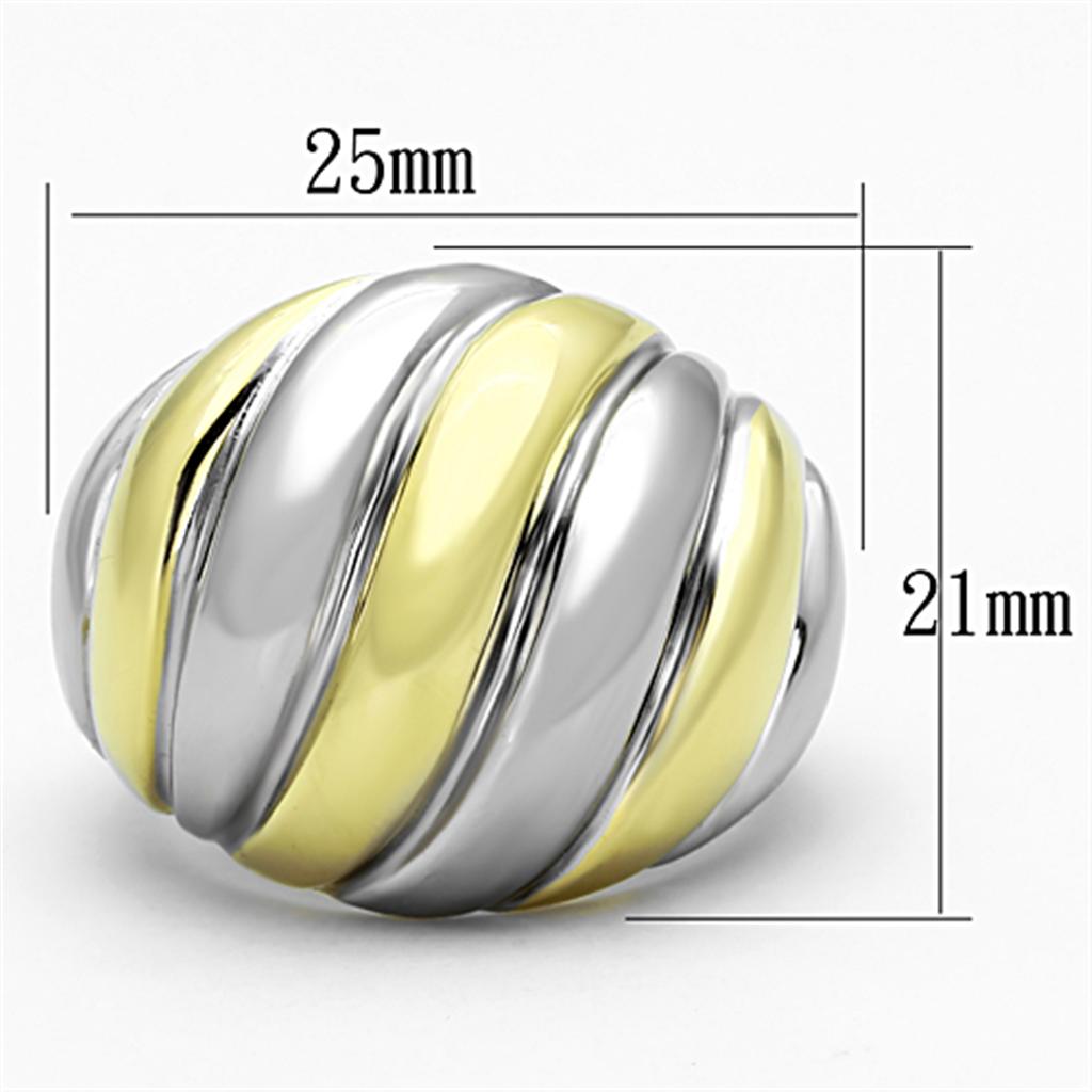 Two-Tone IP Gold (Ion Plating) Stainless Steel Ring with No Stone