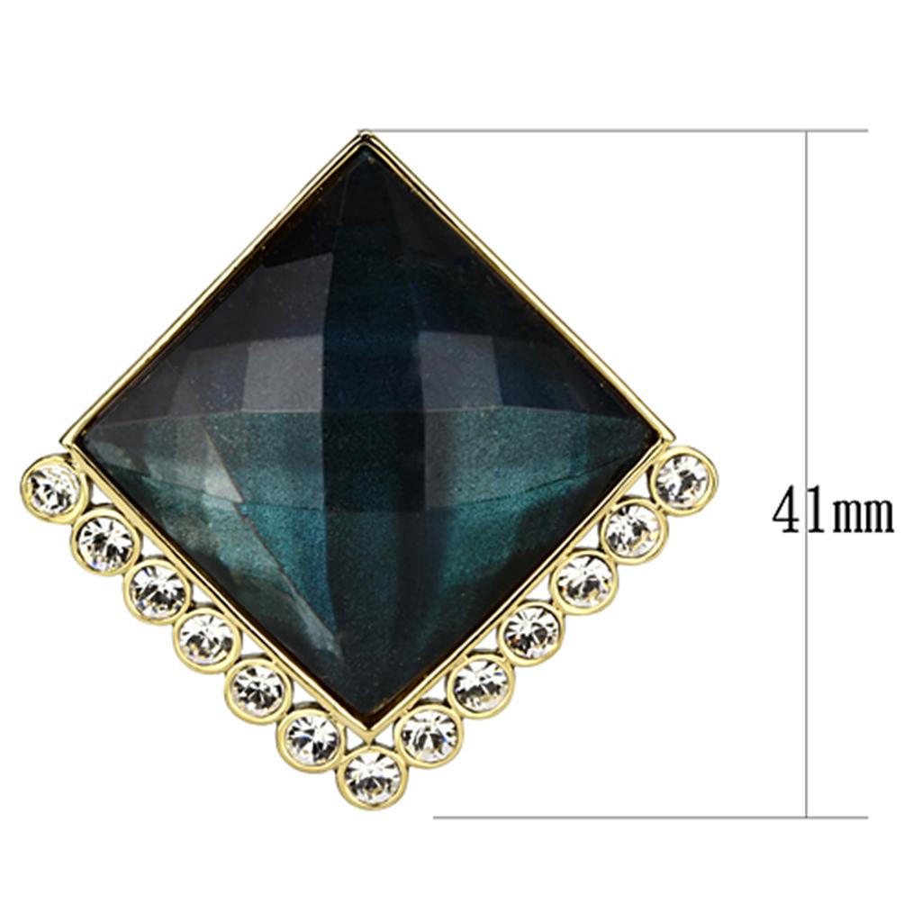 IP Gold(Ion Plating) Brass Earrings with Synthetic Synthetic Stone in Tanzanite